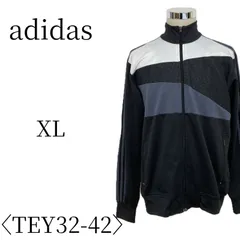 adidas アディダス 黒、白、灰 ジャージリブジャケット XL(LL) TEY32-42