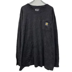 carhartt 長袖 ロゴTシャツ 2XL ダークグレー カーハート プルオーバー 胸ポケット ワンポイント ビッグサイズ 無地Tシャツ 春物 a801-6128