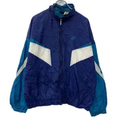 00s NIKE ナイロンジャケット L ネイビー マルチカラー ナイキ ジップアップ ワンポイント刺繍 スポーティー アウター 春秋物 a801-6135