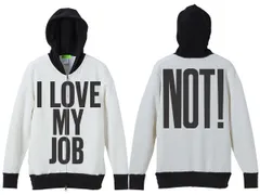 I LOVE MY JOB（NOT!）2TONE PARKA 白×黒/パーカー スウェット トレーナー 人事異動 ノルマ 独立 上着 バイカラーデザイン メンズ レディー 衣装