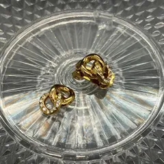 Christian Dior　ディオール　イヤリング　クリップ式　ラインストーン　ゴールド　260
