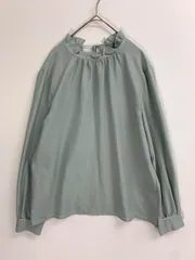 green label relaxing グリーンレーベルリラクシング ユナイテッドアローズ 3511-199-1386 スタンドネック フリル ブラウス シャツ グリーン系 ■■ レディース