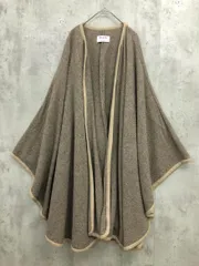 美品 BLACK BY MOUSSY ブラックバイマウジー 070CA030-0330 ヘンリンボーンウール ポンチョ sizeF/グレージュ系 ◆■◎レディース