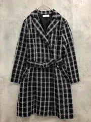 AND COUTURE アンドクチュール 09-2315200740 チェックツイードベルト付きミニ ワンピース size38/黒×白 ◆■ レディース