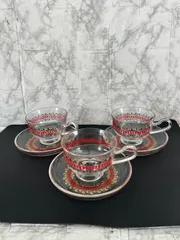 アデリア ガラス製 ティーカップ 3客セット　昭和レトロ