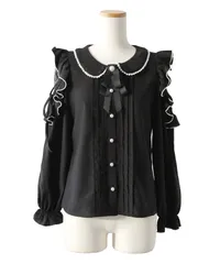 夢展望公式 [新品未使用] ショルダーレースフリル丸襟ＢＬ [ブラック] 他カラー別ページ有  ブラウス・シャツ ブラウス・シャツ（長袖） 535968-02