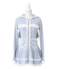 リズリサ アソートビジュージップアップパーカー 水色 ブルー