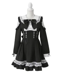 夢展望公式 [新品未使用] ハートレースウエストレースワンピース [ブラック] 他カラー別ページ有 dearmylove ワンピース その他ワンピース（長袖） 535906-02