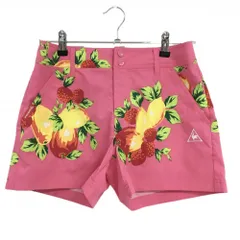 【超美品】ルコックゴルフ ショートパンツ ピンク×イエロー 果実柄 ロゴ刺しゅう レディース 11(L) ゴルフウェア le coq sportifのサムネイル