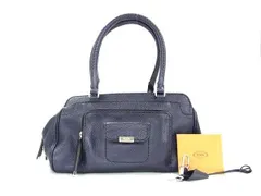 TODS トッズ ハンドバッグ - - ネイビー系 レザー レディース シルバー金具 美品