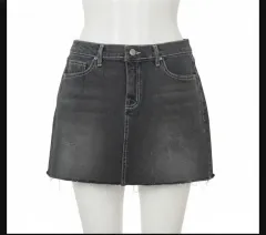 ブラック デニム ミニ スカート 28