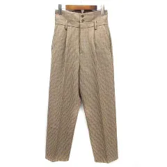 フリークスストア FREAKS STORE ハイウエスト チェック ワイド テーパード パンツ ベージュ M 193-3415