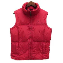 トミーヒルフィガー TOMMY HILFIGER ダウン ベスト ワンポイント レッド 赤 M