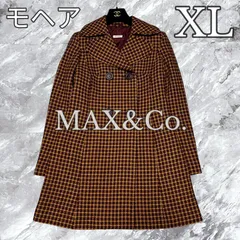 大きいサイズ MAX&Co. マックスアンドコー チェスターコート チェック ダブルブレスト ウール モヘア混 オレンジ系 サイズ42 XL相当