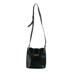 NINA RICCI ニナリッチ ショルダーバッグ リボン ポシェット ブラック レザー レディース ヴィンテージ ゴールド金具