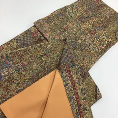 中古品　袷着物　ちりめん　小紋　更紗　正絹　R308