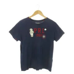 ポロ ラルフローレン POLO RALPH LAUREN Tシャツ XL 紺 ネイビー 半袖 ラウンドネック プリント 刺繍デザイン /AO22 ■GY61