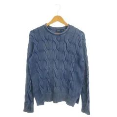 ポロ ラルフローレン POLO RALPH LAUREN ニット セーター SP 青 ブルー ケーブル編み クルーネック 長袖 /MN31 ■GY61