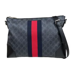 グッチ GGスプリーム　シェリーライン ショルダーバッグ GGスプリームキャンバス 474139 ブラック メンズ  GUCCI  中古 グッチ