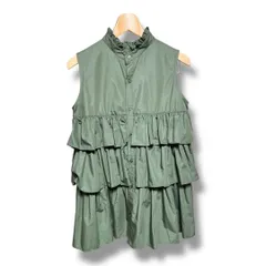 DOUBLE STANDARD CLOTHING ダブルスタンダードクロージング T/C ブロード ノースリーブブラウス 段フリル ティアード 定価20900円 レディース サイズS グリーン 夏 久喜倉庫店 1 No.K 1329