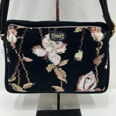 8976　FEILER フェイラー　ローザソアーヴェ　ショルダーバッグ　ブラック　黒　シュニール織り　レディース　きれいめ　シンプル　上品　花柄　フラワー