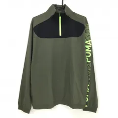 プーマ ブルゾン カーキ×黒 ハーフジップ 袖ロゴプリント TRAINING  メンズ L ゴルフウェア PUMA