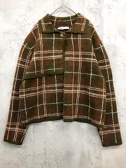 ZARA ザラ ニット アウター 羽織り チェックニット カーディガン sizeS/ブラウン ■■ レディース