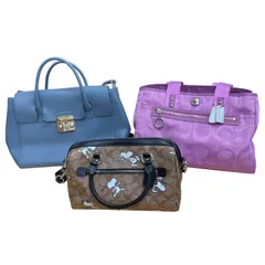 【中古品】バッグ まとめ コーチ スヌーピー フルラ 3点セット ハンドバッグ ショルダーバッグ M93864RK