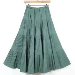 【美品】ビアズリー★細かいプリーツが可愛い♪ フレアスカート サイズF グリーン系 z17398