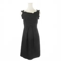 ジルスチュアート JILL STUART ワンピース 2 黒 ブラック フリルスリーブ リボン付き ジャカード 地模様 /CK28 ■GY61