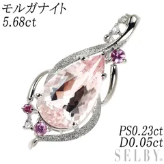 K18WG モルガナイト ピンクサファイア ダイヤモンド ペンダントトップ 5.68ct PS0.23ct D0.05ct