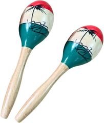 Solvanta Wooden Maracas, Hand-Painted Design, Set of 2, Small Size, Perfect for Parties, Musical Play, and Educational Percussion (24cm Long)