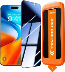 TORRAS For iPhone 17 Pro Max ガラスフィルム 覗き見防止 保護フィルム 航空宇宙ガラス のぞき見防止 超耐久 米軍規格 さらさら 指紋防止 ワンプル(Just One Pull) ガイド枠付き