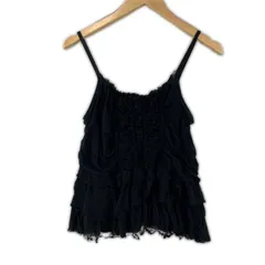 leur logette ルールロジェット 無地 春夏 SS キャミソール コットン ブラック レディース 1【古着】【中古】【送料無料】