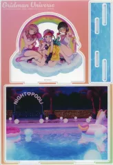 【中古】アクリルスタンド・アクリルパネル 南夢芽＆飛鳥川ちせ＆2代目 アクリルジオラマ 「くじコレ グリッドマン ユニバース ナイトプールver.」 A-02賞