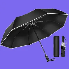 MOTIFUN 折りたたみ傘 ワンタッチ 自動開閉 大きいサイズ【 210T 超撥水・ 8本骨 晴雨兼用】耐風 豪雨対応 紫外線遮断 反射テープ uvカット 軽量 日傘 折り畳み傘 梅雨対策 台風対応 丈夫 おりたたみ 折畳傘 メンズ 収納ポーチ付き