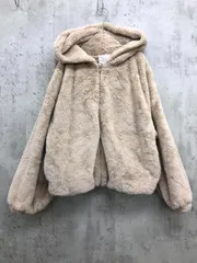 美品 AS KNOW AS plus アズノゥアズプラス 195579 フェイクファーボリュームフード付き ブルゾン ジャケット sizeM/ベージュ ◆■ レディース
