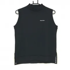 【超美品】パーリーゲイツ ニットベスト ダークネイビー ハイネック サイドリブ編み  レディース 0(S) ゴルフウェア PEARLY GATES