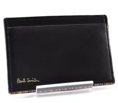 美品 Paul Smith ポールスミス Card Case カードケース 名刺入れ Pass Case パスケース Black ブラック 黒 Gold Logo ゴールド ロゴ