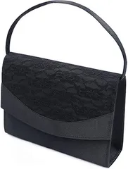 MIKA&MAYA フォーマル バッグ 黒 葬儀 結婚式 レディース 冠婚葬祭 入学式 卒業式 葬式 ブラック 大容量 (1 ハンドル,  小サイズ)