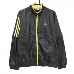 【新品】アディダス 2WAYジャケットブルゾン 黒×イエロー系 袖３ライン 袖着脱可  メンズ L/G ゴルフウェア adidas