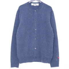 PLAY COMME DES GARCONS ラウンドネックカーディガン ハートロゴ XLサイズ ブルー AX-N091のサムネイル