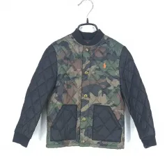 POLO RALPH LAUREN(ポロラルフローレン) キッズ ブラック袖 キルティングジャケット カーキ 5 (HU42650)