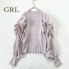GRL グレイル　長袖カットソー　異素材スリーブトップス F くすみピンク　リブ　シンプル