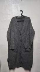 オリーブグリーン グレー ロング カーディガン ニット 90(66)