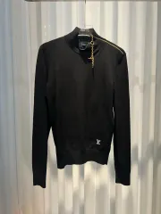 (M) Louis Vuitton ショルダートート モノグラム ディテール タートルネック セーター ニット ブラック レディース