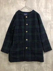 Le minor ルミノア タータンチェック ハーフ コート size38/グリーン系 ◆■◎レディース