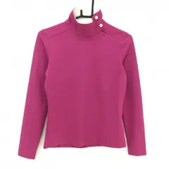 【美品】ナイキゴルフ 長袖ハイネックシャツ ピンクパープル×アイボリー 地模様 肩ジップ レディース M ゴルフウェア NIKE