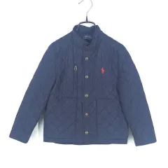 POLO RALPH LAUREN (ポロラルフローレン) キッズ スナップボタン キルティングジャケット ネイビー 7 (HU42652)