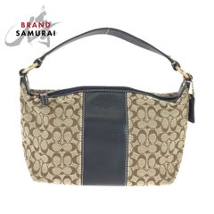 COACH コーチ シグネチャー ベージュ ブラウン シルバー金具